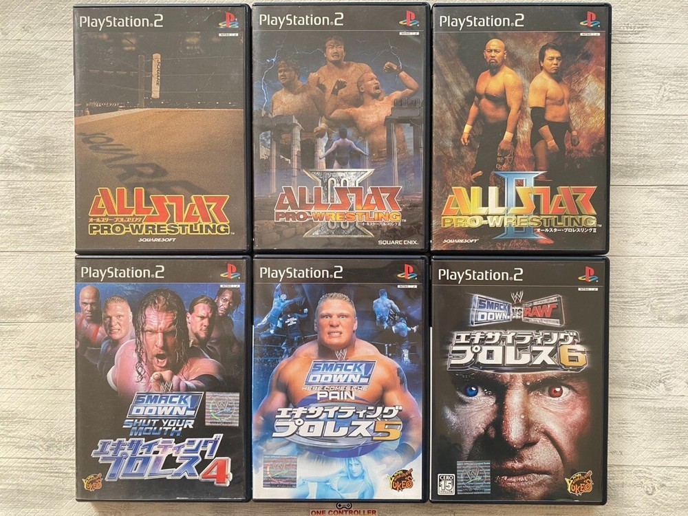 SONY PS2 All Star Pro Wrestling 1 2 3 & Exciting wrestling 4 5 6 set from Japan