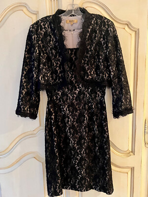 BLACK LACE SLEEVELESS COCKTAIL DRESS W/MATCHING LACE JACKET. FULLY LINED. SZ. 10 | eBay BLACK LACE SLEEVELESS COCKTAIL DRESS W/MATCHING LACE JACKET. FULLY LINED. SZ. 10 | eBay
