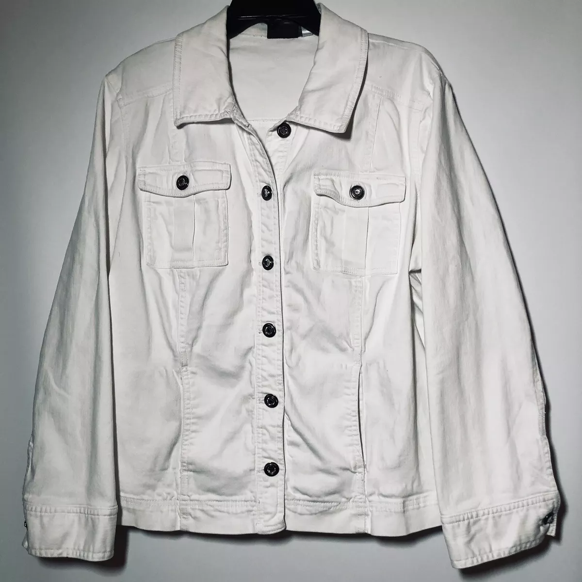Chicos white cheap denim jacket