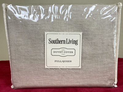 Southern Living QUEEN FULL Heirloom Linen Duvet Cover Linen Hummus Pale Beige