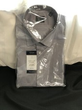 Arrow Men's Light Gray Button Front Dress Shirt Stretch Easy Care XL 17 34/35