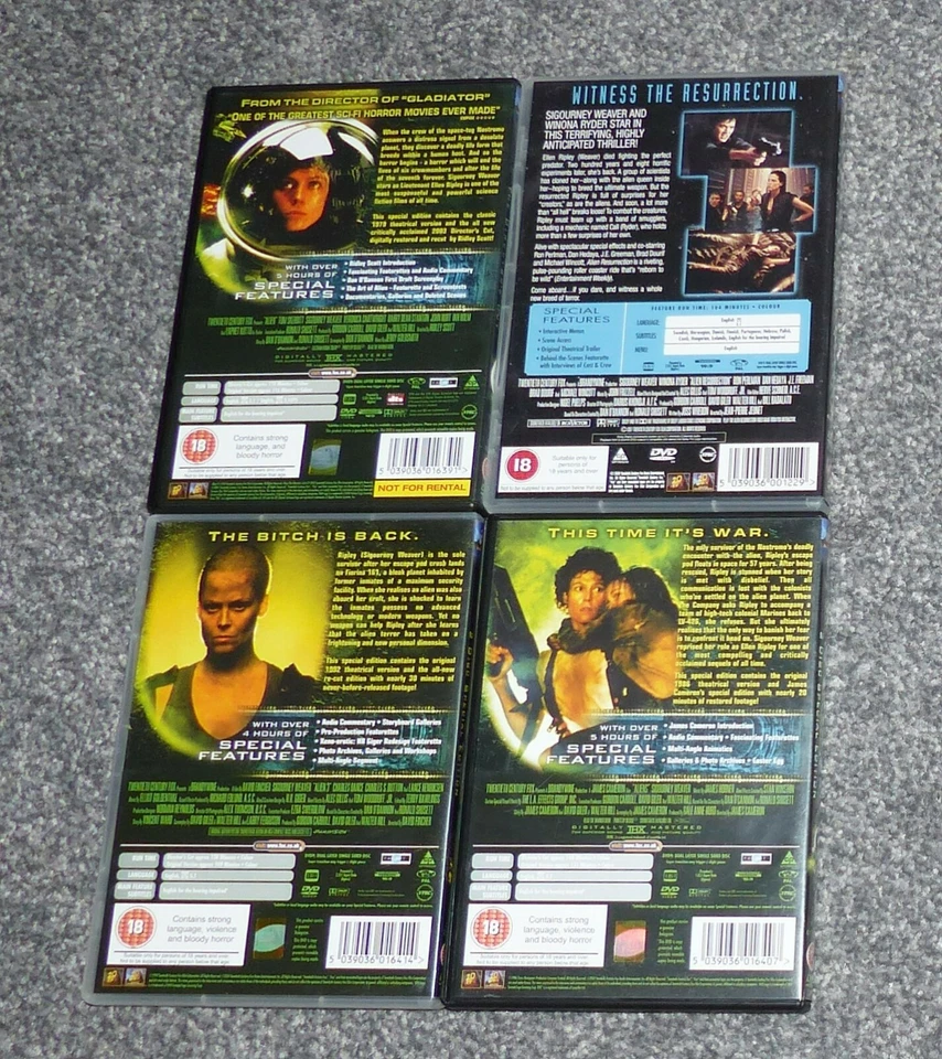 4 x Alien DVDs ~ Alien Aliens Alien 3 Resurrection ~ Special editions ~ Region 2 - Image 2 of 4