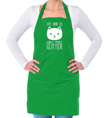 Katzenhaar ist einsam Menschen Glitzer - Unisex Erwachsene Schürze - Katzen lustig Liebe Haustier