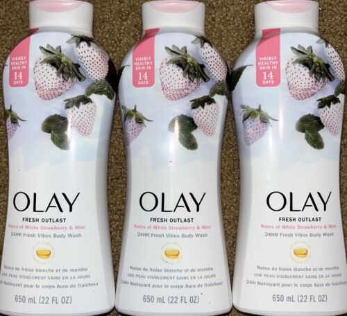 *3 PACK* Olay STRAWBERRY 24HR Body Wash 22oz each FAST FREE SHIP