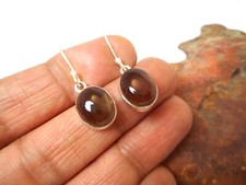 Oval Smoky  Quartz  Sterling  Silver  925  Gemstone  Drop Dangle Earrings