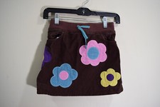 Mini Boden Brown Corduroy Skirt Flowers Elastic Pull On Drawstrings GIRLS 7 8