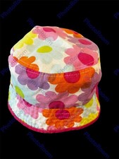 Infant/toddler girl 100 cotton bucket summer hat floral print, lined EUC