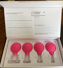 CFHBF Set 4 Cups Cupping Set Full Body Facial Massage Vacuum Glass Cups Pink