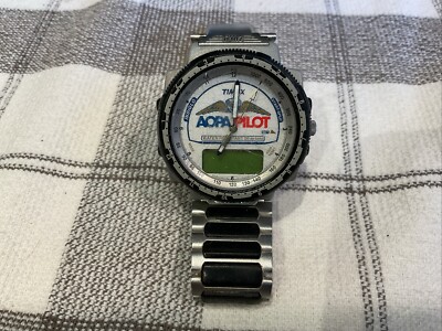 Timex Zulu Time AOPA Men's Silver Tone Ana-Digi Quartz Watch w/ Rotating Bezel