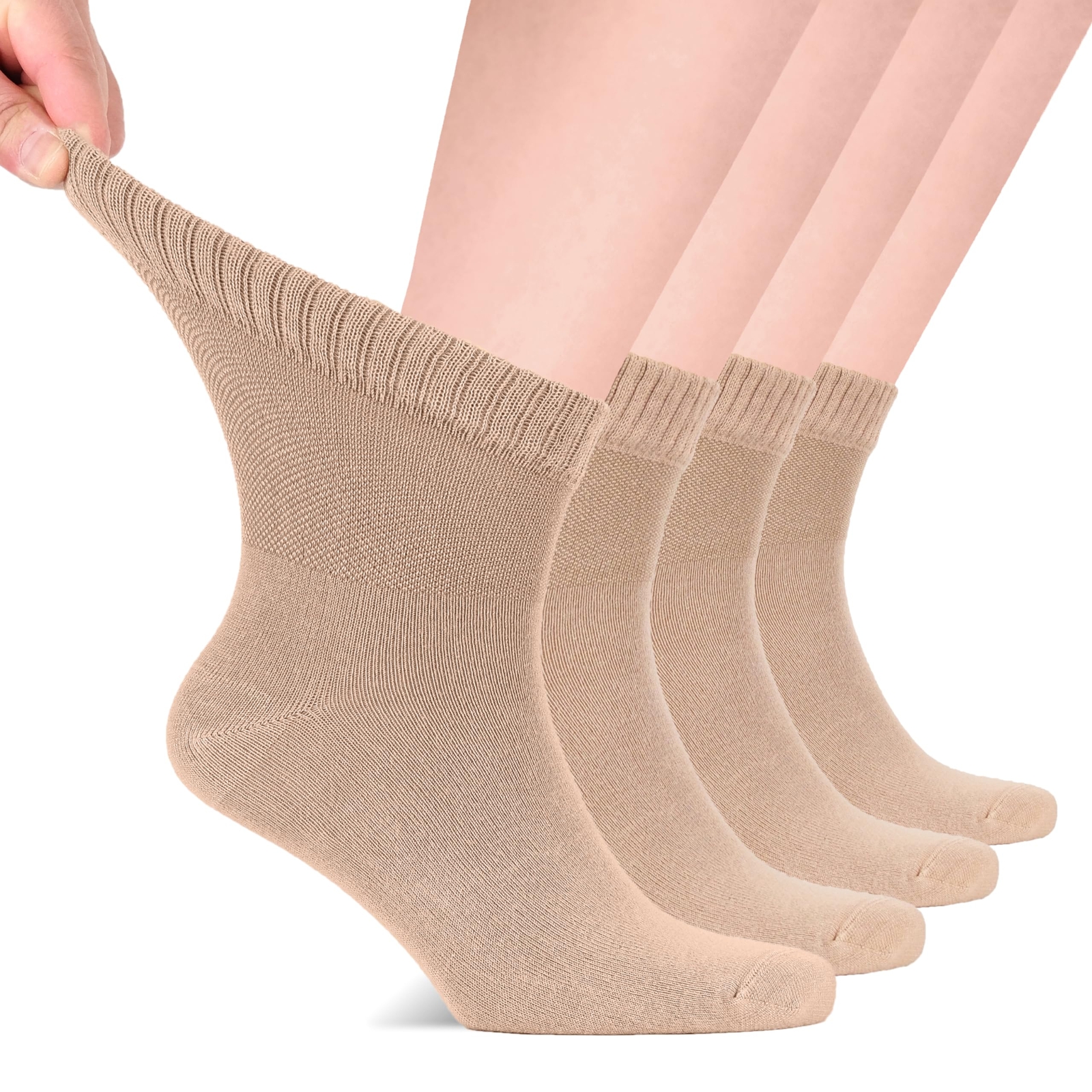 Diabetic Socks for Men Loose Ankle Socks Bamboo Extra-Wide Thin Seamless Toe ...-image