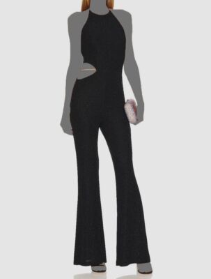 $470 In The Mood For Love Women's Black Halter Azel Jumpsuit Size XL