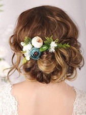Bridal Floral Hair Pins Wedding Pearl Hair Combs Barrette Flower Set Hair
