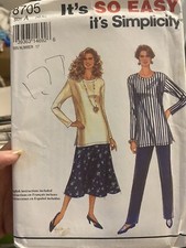 Simplicity 8705 Tunic Length Top Pants and Flared Skirt Misses XS XL Pattern