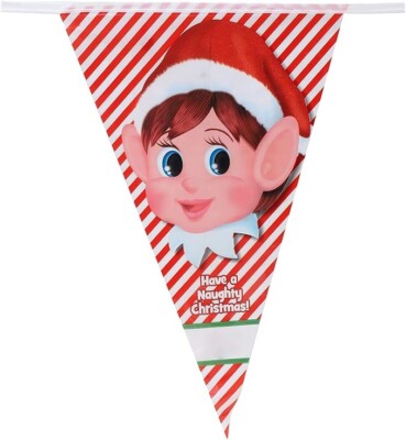 Festliche Weihnachtselfe Wimpelkette - Elfe auf einem Regal Wimpelkette - 20ft