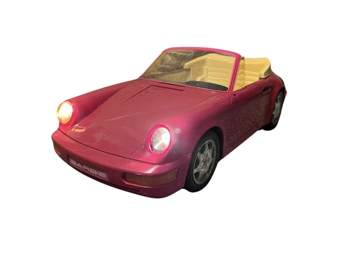 Vintage 1992 Mattel Barbie Car Pink Porsche 911 Carrera,  Lights Work See Pics
