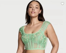 NWT Victoria's Secret Green Lace Floral Corset Top M