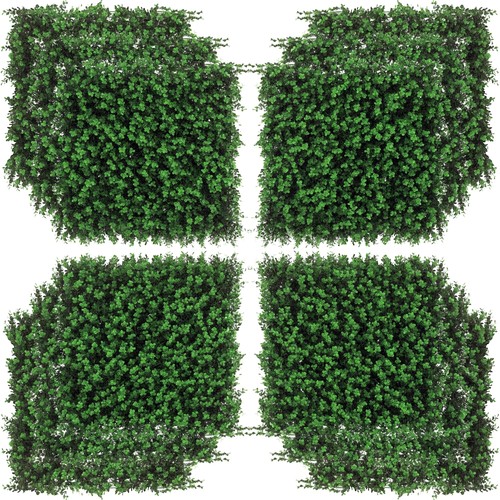 12PC 20" Artificial Boxwood Leaf Privacy Fence Wall, Hedge Décor, Green - 第 3/11 張圖片