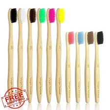 Virgin Forest Bamboo Toothbrush Kids Adults 10 Pack Assorted Colors Soft Bristle