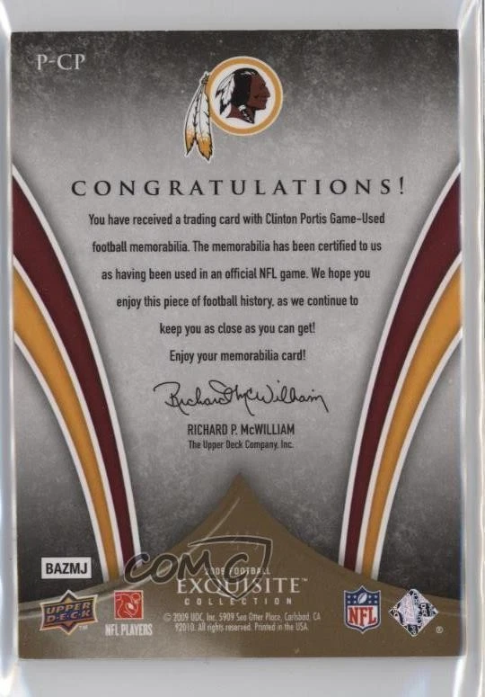 2009 Upper Deck Exquisite Collection Patch Gold /40 Clinton Portis #P-CP Patch - Image 2 of 2