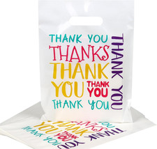 9X12 White Thank You Bags for Small Business with Colorful Font, 100PCS Retail