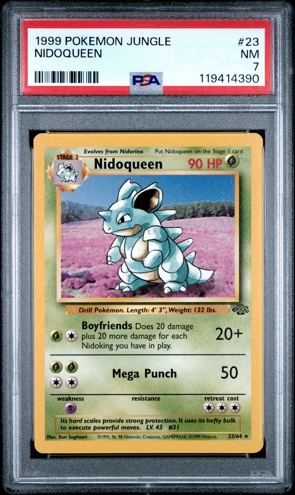1999 POKEMON JUNGLE #23 NIDOQUEEN PSA 7