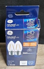 GE Reveal LED Pure Clean Light Clear 40W Light Bulbs 2 Pack Hd Light