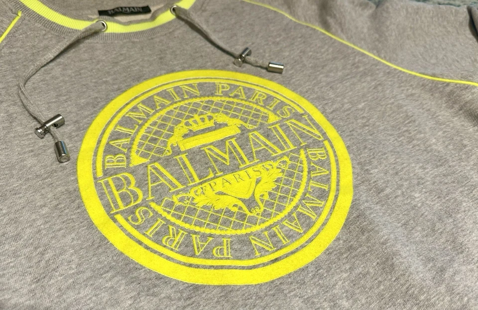 Balmain Paris Sweatshirt Designer Logo Streetwear Gray Size S - Image 3 of 4
