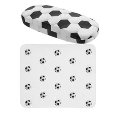 Hard Shell Eyeglass Case for Boys and Girls with Soccer Pattern Portable White