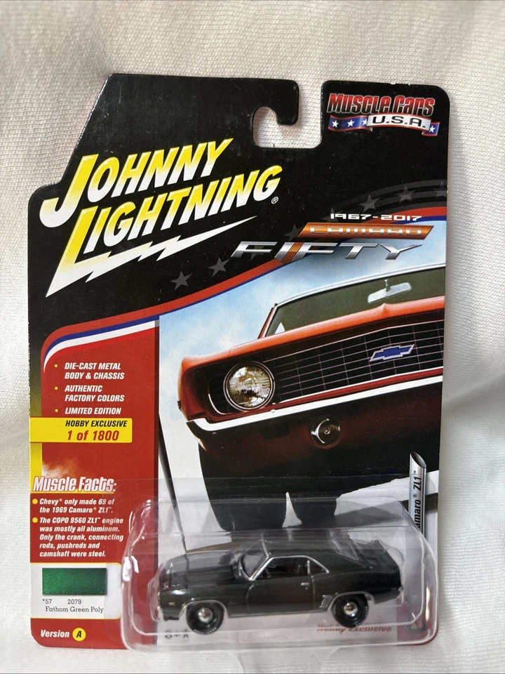 Chevy Camaro ZL1 Fantom verde poli Johnny Lightning Muscle Cars 1969 EE. UU. Foto 4 de 4