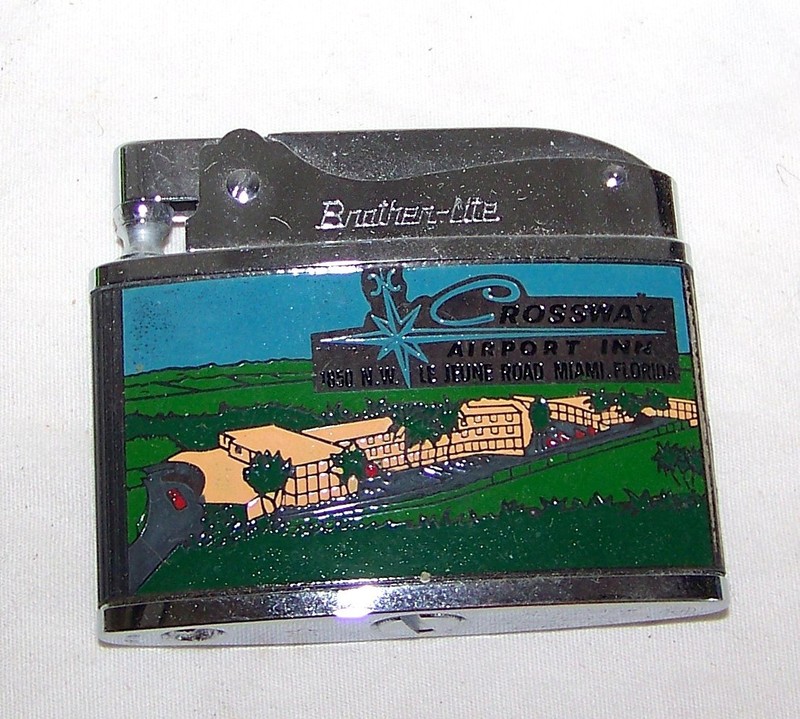 Vtg. Crossway Airport Inn & Airport Lanes Lighter - Miami, FL