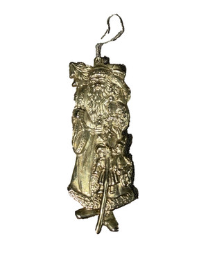 Vintage Nantucket Santa Claus Pewter Ornament Colonial Xmas USA Kris Kringle