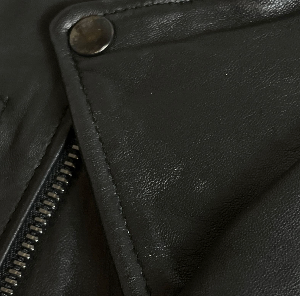 KATHARINE HAMNETT LONDON Black Sheep Skin Leather Riders Jacket