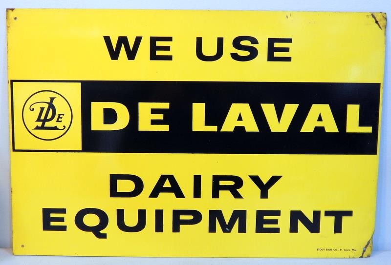 Vtg NOS ORIGINAL DeLaval Dairy Equipment 18" x  12" Tin Sign Stout Sign Co MO.