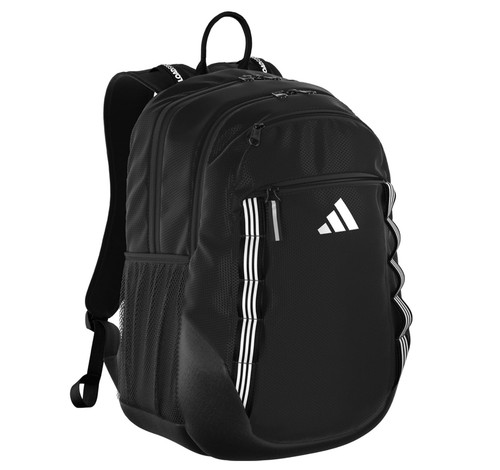 Adidas Excelerator Large Backpack 16" laptop Unisex Black/white 3 Strip Webbing - Picture 1 of 7