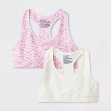 Cat  Jack Girls Space Dye Sports Bra Purple  Cream, 2 Pack - Size Medium