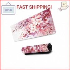 Cherry Blossom Floral Gaming Mouse Pad Large XL Pink Flower Desk Mat Long Extend