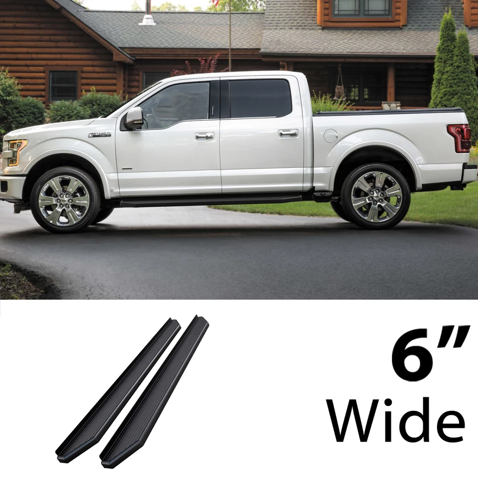HD Ridez Estilo Plano Paso 6" Negro Ajuste 15-25 Ford F150 SuperCrew Cab y 17-25 F250 Foto 2 de 4