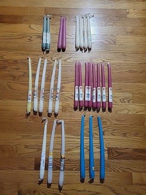 Vintage Taper Candle Lot (27 Count) Ambria & Lancaster Colony Assorted Colors