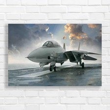 An Jet Fighter Sits On The Deck Original Canvas Print Large Picture Wall Art