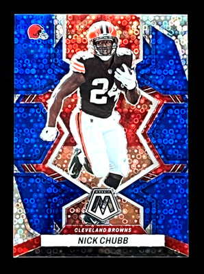 2022 Panini Mosaic Nick Chub Blue Disco Prizm 38/75 Cleveland Browns #47