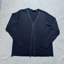 Armani Exchange Sweater Mens Large Faux Full Zip Up Wool Blend Knit Pullover