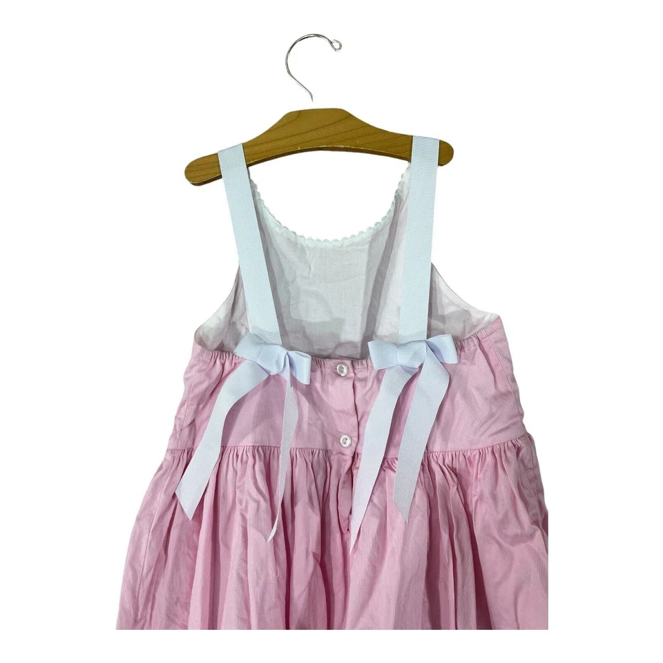 Bella Bliss 粉色连衣裙女孩 10 码蝴蝶结棉质衬里 — 第 4/4 张图片