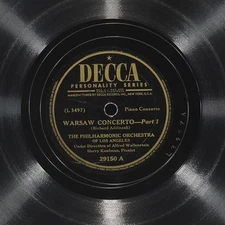 ALFRED WALLENSTEIN PHILHARMONIC LOS ANGELES Warsaw Concerto DECCA 29150 VG 78