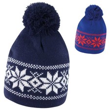 Fair Isle Winter Ski Thermal Pom Pom Bobble Hat Beanie