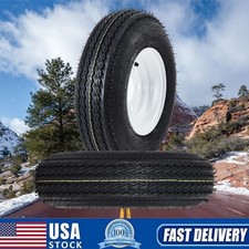 Set Of 2 4.80-8 Trailer Tires With 8 Rims Wheels 4.80x8 480-8 5 Lug On 4.5 6pr