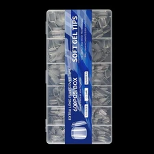 Extra Short Nail Tips Square Short 600pcs Clear Full Cover Soft Acrylic Press...
