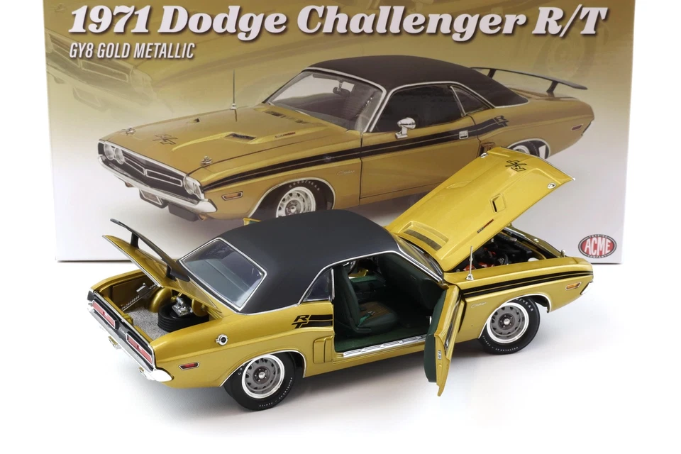 1:18 Acme 1971 Dodge Challenger R/T Coupè GY8 Oro Metallizzato/Nero Tetto - Immagine 4 di 4