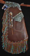 Custom Made Leather Chinks/Turquoise New Chaps/Made In USA