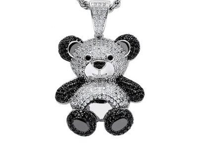 Hip Hop Iced Panda Pendant   Cute Cartoon Bear Pendant Gift (No Chain)