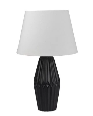 Tischlampe Relief rund matt schwarz H. 57cm mit silbernem Schirm Formano - Bild 1 von 4